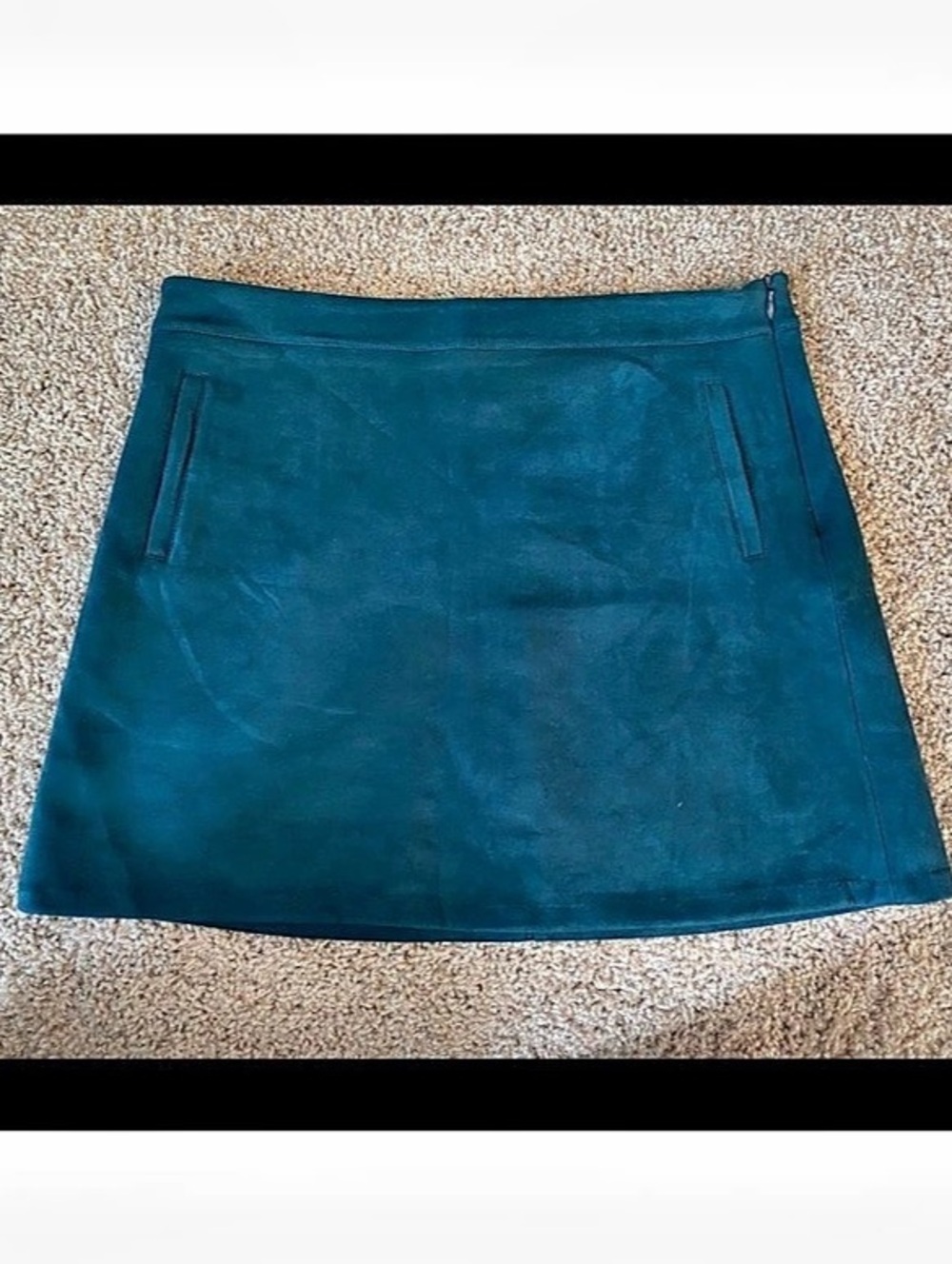 Turquoise Suede A-Line Mini Skirt